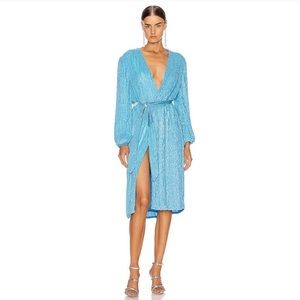 Retrofete Audrey Velvet-Trimmed Sequin Robe Dress.